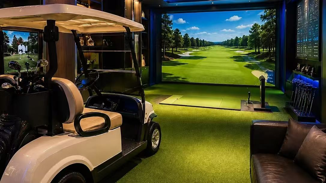 Golf simulator room.