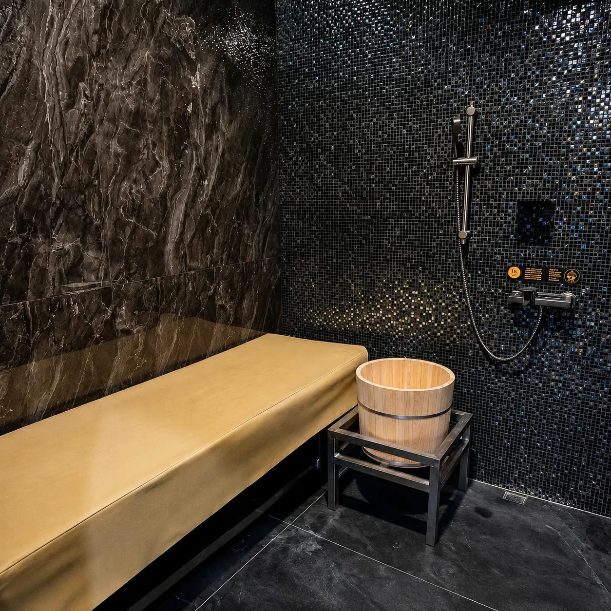 Black-and-gold sauna.