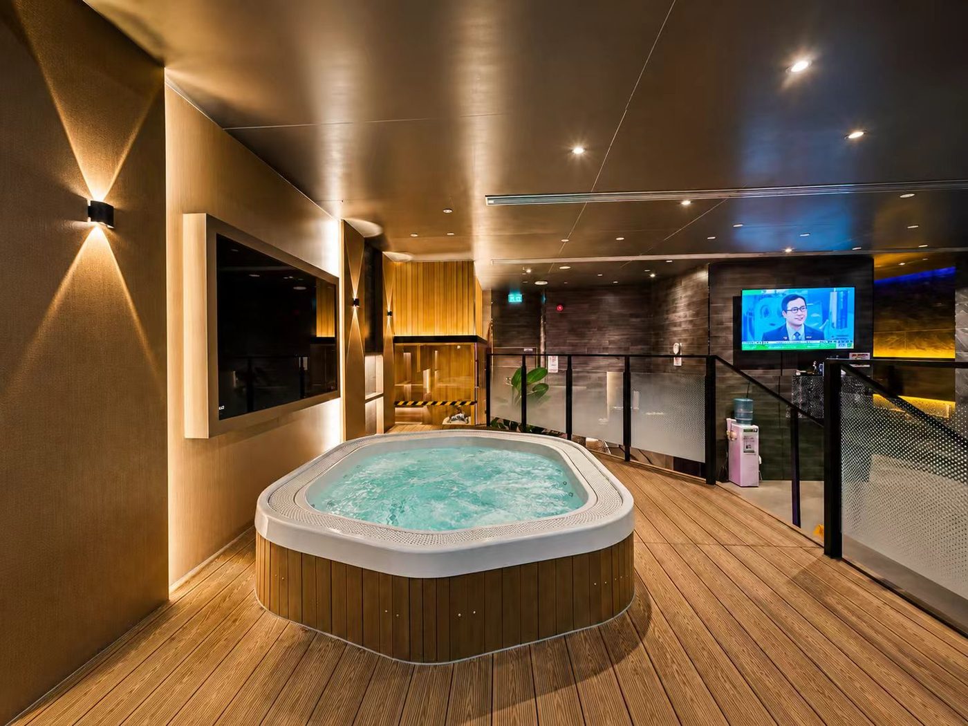 Hot bath on the timber deck.