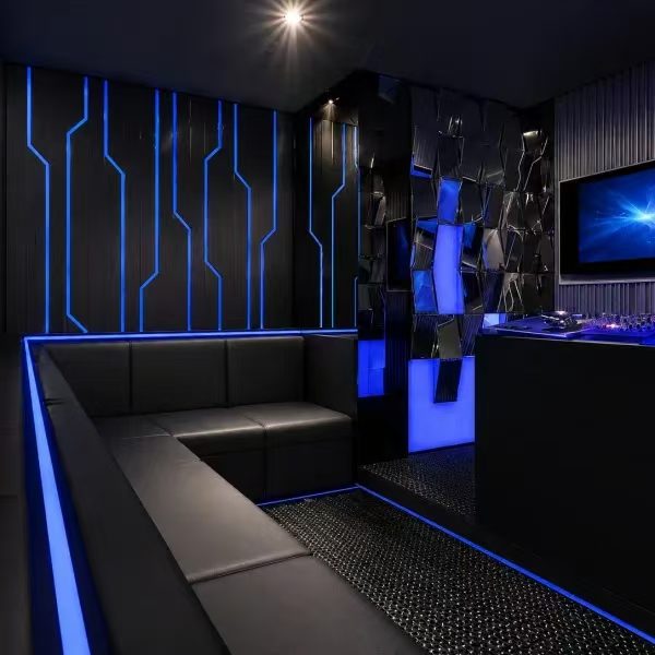 Bar area in blue tones.