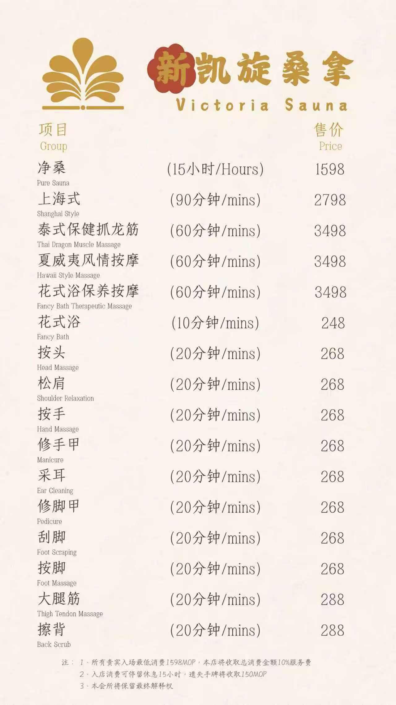 Victoria Sauna price list